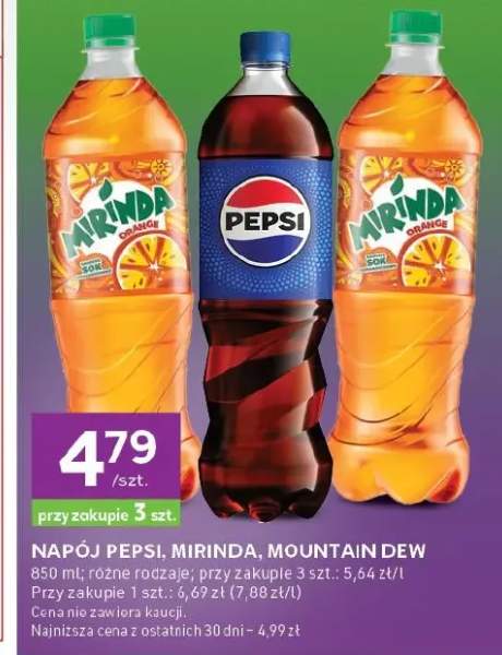 Napój Pepsi, Mirinda, Mountain Dew różne rodzaje