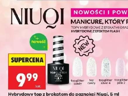 Hybrydowy top z brokatem do paznokci