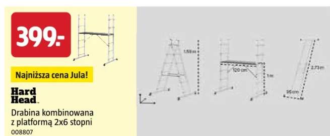 Drabina kombinowana z platformą 2x6 stopni
