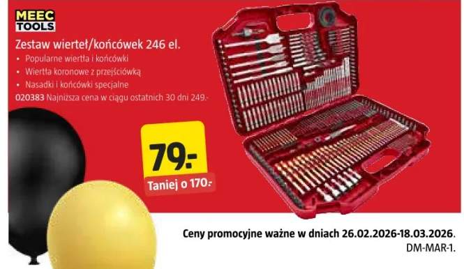 Zestaw wierteł/końcówek 246 el.