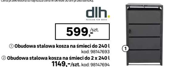Obudowa stalowa kosza na śmieci do 240 l