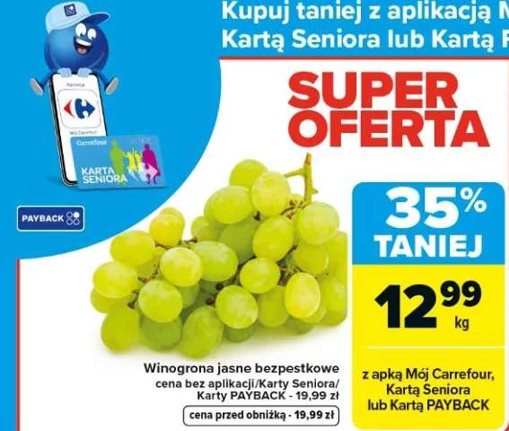 Winogrona jasne bezpestkowe