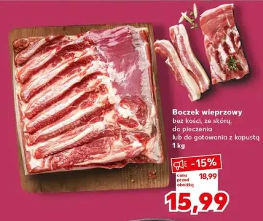 Boczek wieprzowy bez kości, ze skórą, do pieczenia lub do gotowania z kapustą