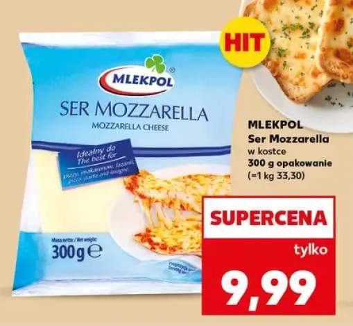 Ser mozzarella w kostce 300g opakowanie