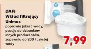 Wkład filtrujący Unimax poprawia jakość wody, pasuje do dzbanków innych producentów, zapewnia do 200 l czystej wody