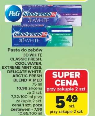 Pasta do zębów 3D White Classic Fresh, Cool Water, Extreme Mint Kiss, Delicate White, Arctic Fresh