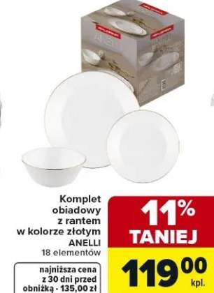 Komplet obiadowy z rantem w kolorze złotym Anelli