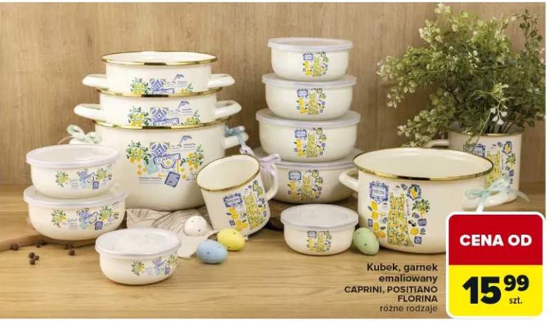 Kubek, garnek emaliowany Caprini, Positana, Florita