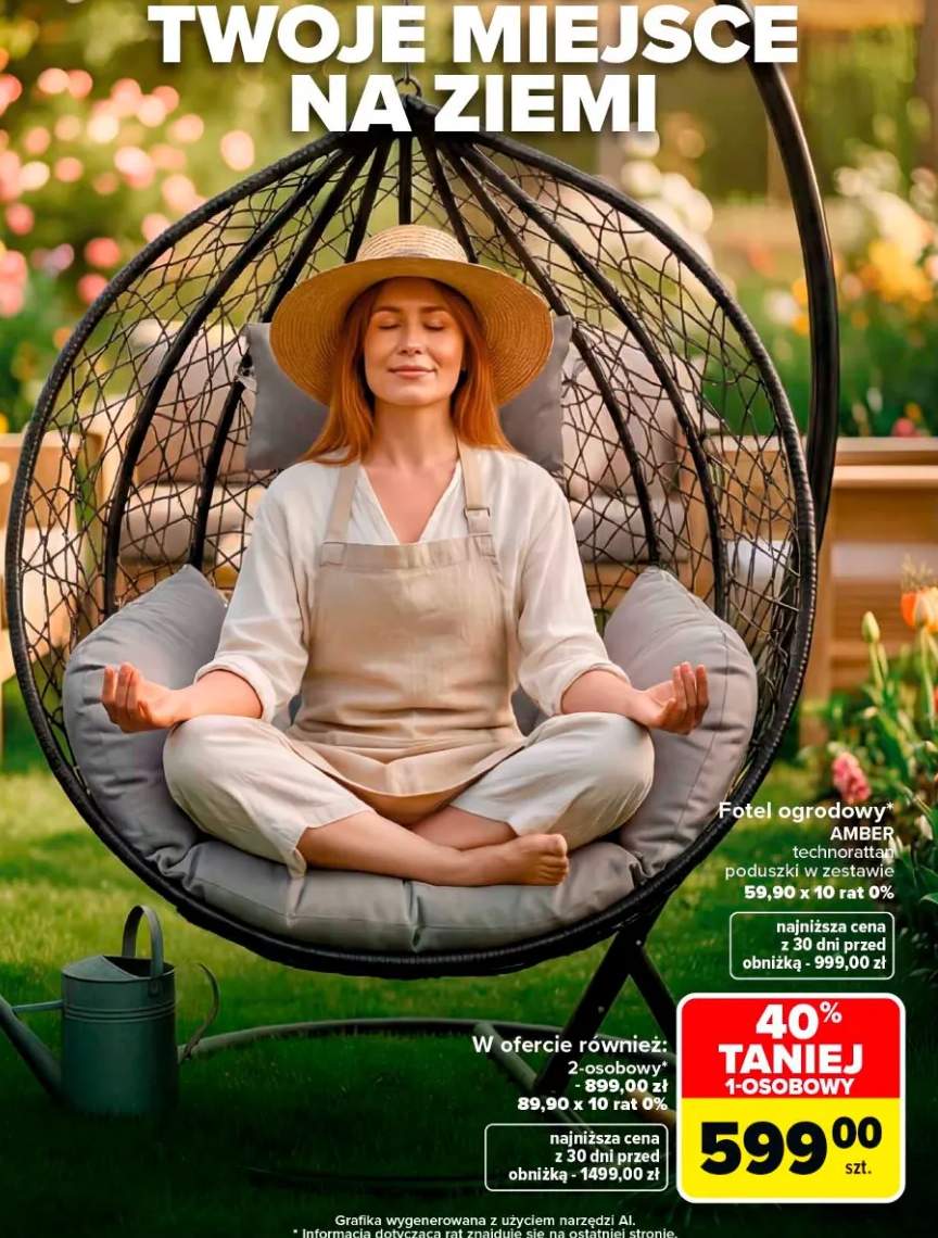 Fotel ogrodowy Amber technorattan poduszki w zestawie