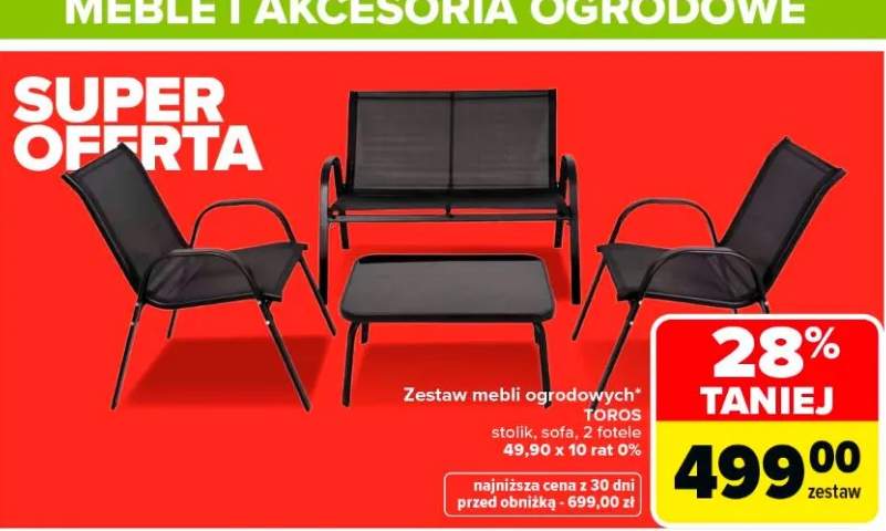Zestaw mebli ogrodowych Toros stolik, sofa, 2 fotele