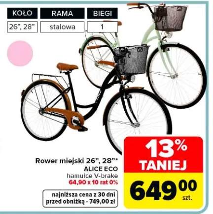Rower miejski 26", 28" Alice Eco hamulce V-brake