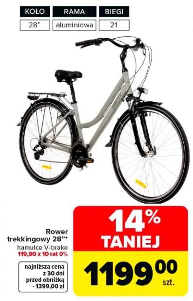 Rower trekkingowy 28" hamulce V-brake