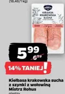 Kiełbasa krakowska sucha z szynki z wołowiną