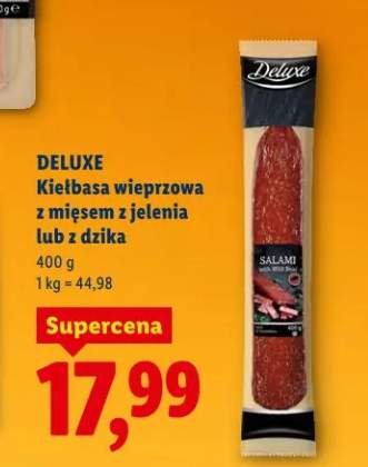 Kiełbasa wieprzowa z mięsem z jelenia lub z dzika