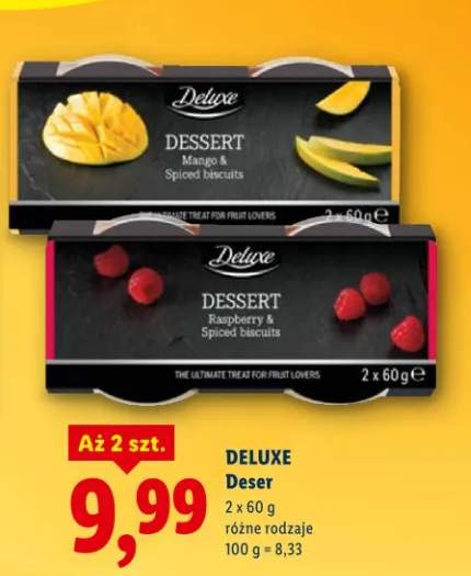 Deser różne rodzaje (mango, malina)