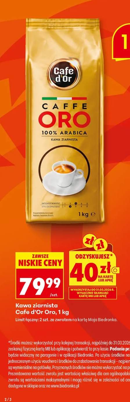 Kawa ziarnista Oro 100% Arabica