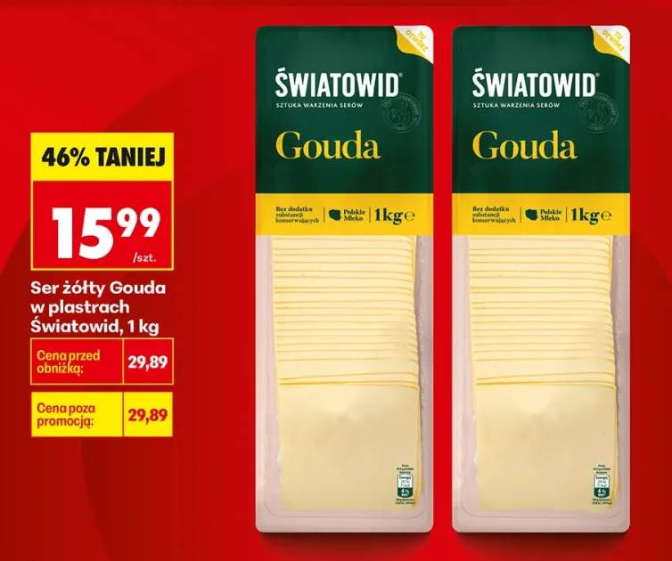 Ser żółty Gouda w plastrach