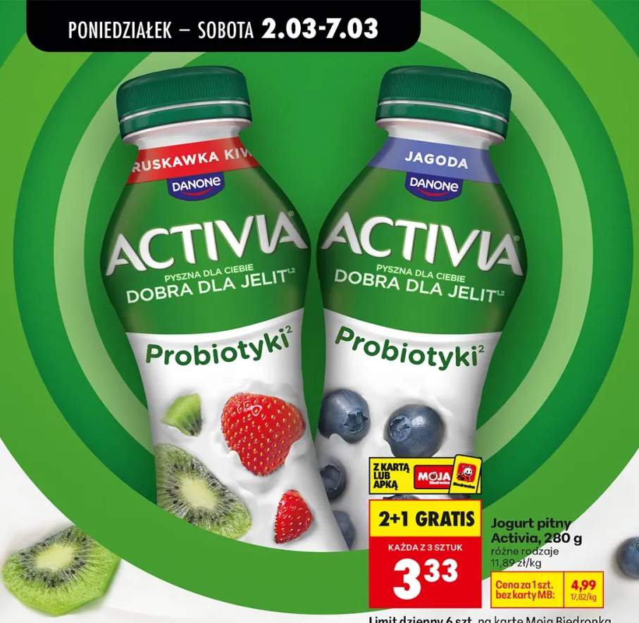 Jogurt pitny Activia różne rodzaje