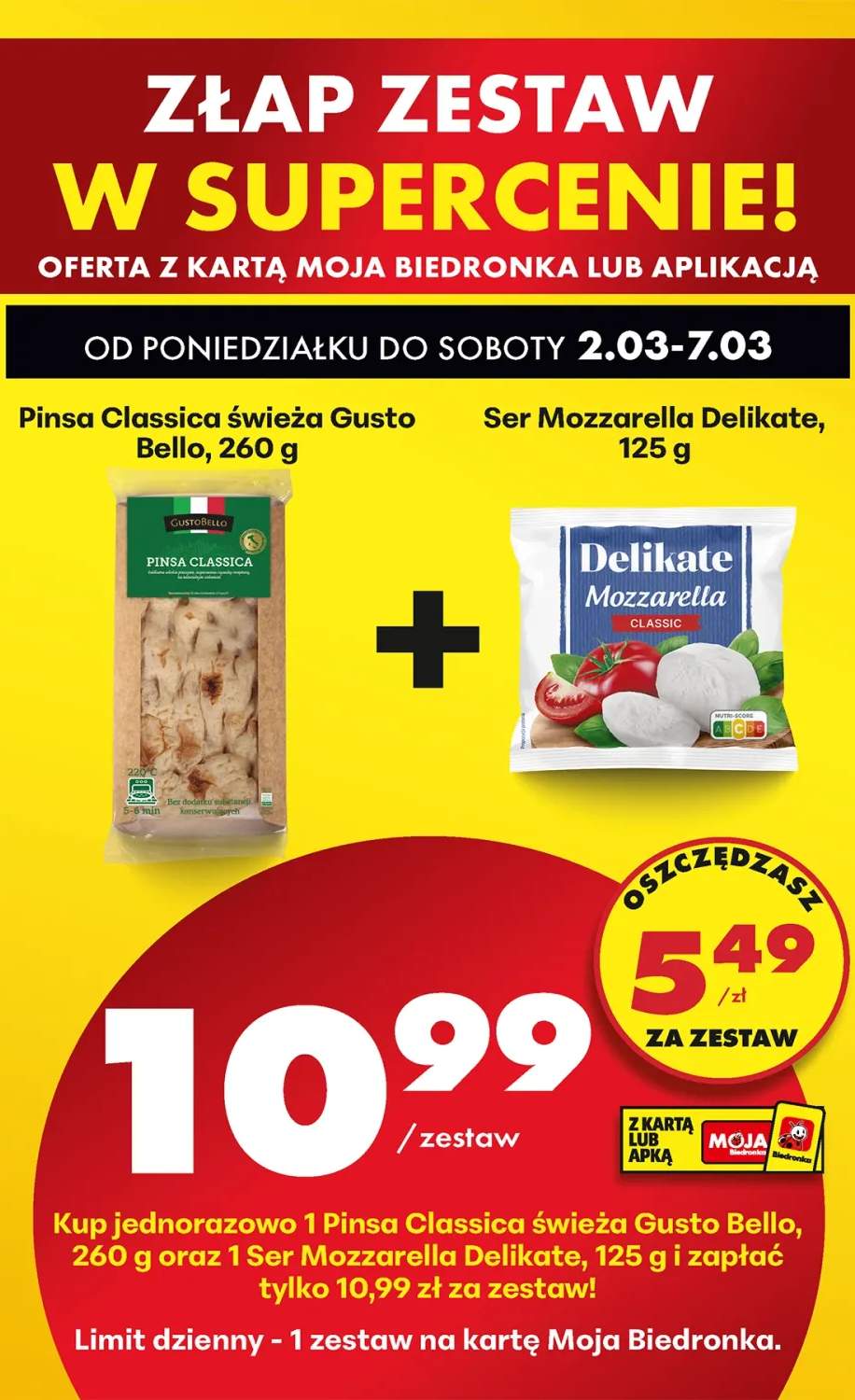Zestaw: pinsa Classica świeża + ser Mozzarella