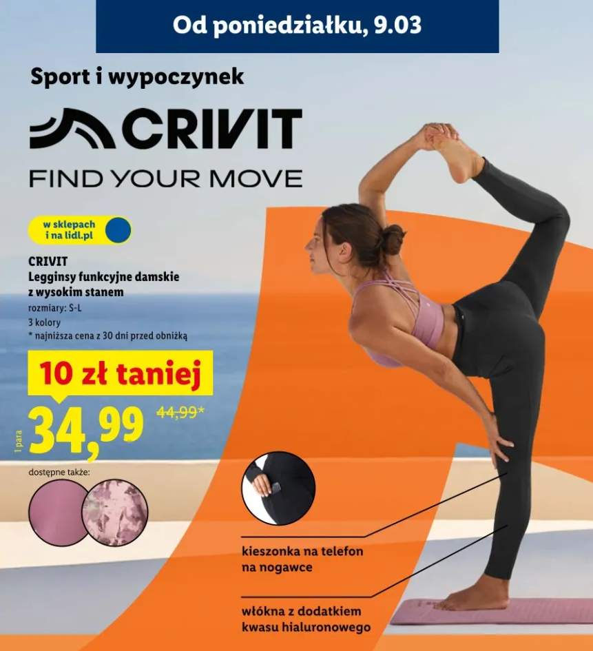 Legginsy funkcyjne damskie z wysokim stanem