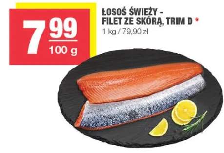 Filet łosoś świeży ze skórą, trim D