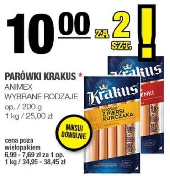 Parówki krakus wybrane rodzaje