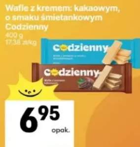 Wafle z kremem: kakaowym, o smaku śmietankowym