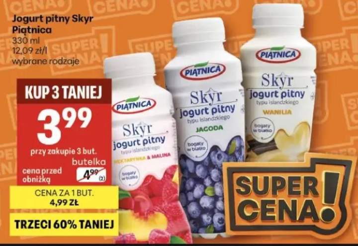 Jogurt pitny Skyr wybrane rodzaje