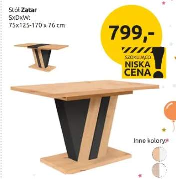 Stół Zatar SxDxW: 75x125-170x76 cm