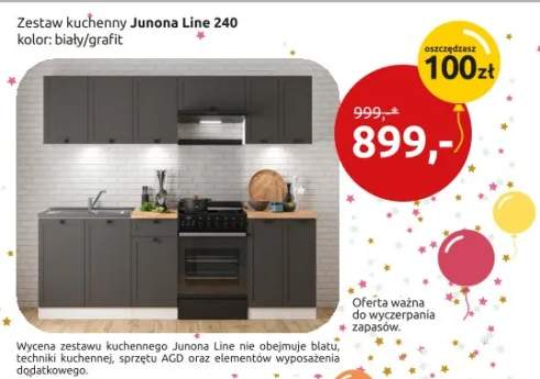 Zestaw kuchenny Junona Line 240 kolor: biały/grafit