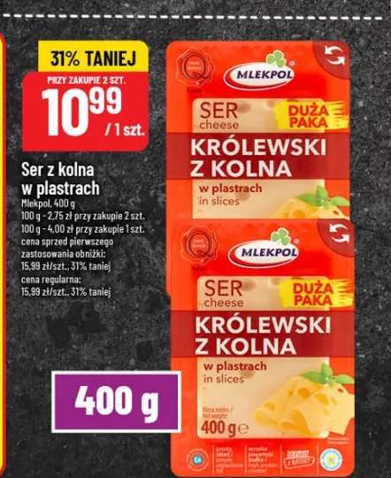 Ser z kolna w plastrach