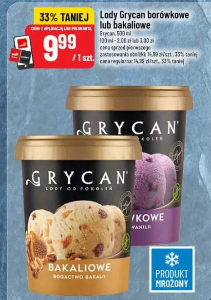 Lody Grycan borówkowe lub bakaliowe