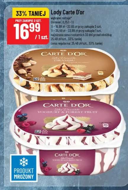 Lody Carte D'or wybrane rodzaje