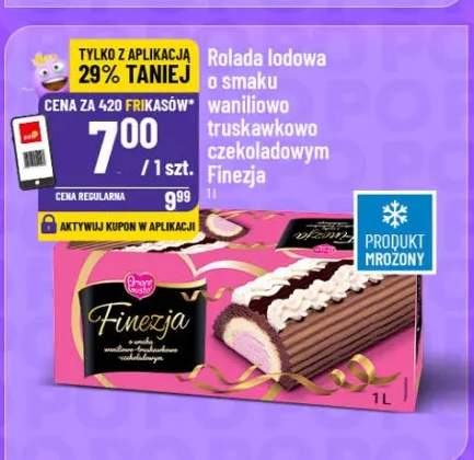 Rolada lodowa w smaku waniliowo truskawkowo czekoladowym Finezja