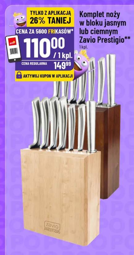 Komplet noży w bloku jasnym lub ciemnym