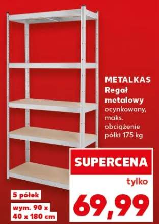 Regał metalowy ocynkowany, maks. obciążenie półki 175kg