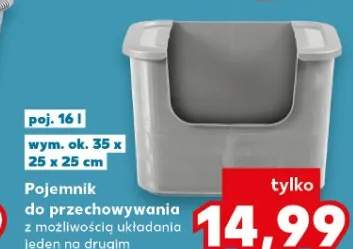 Pojemnik do przechowywania z możliwością ułożenia jeden na drugim, poj. 16 l, wym. ok. 35 x 25 x 25 cm