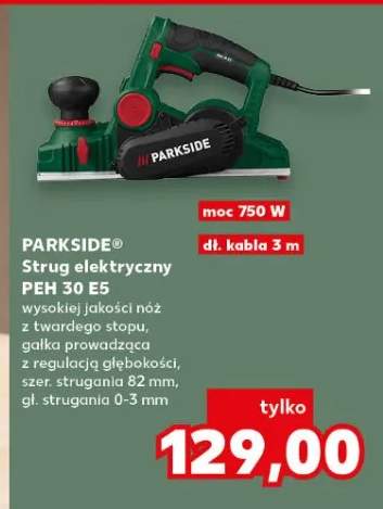Strug elektryczny PEH 30 E5 wysokiej jakości nóż z twardego stopu gałka prowadząca z regulacją głębokości szer. strugania 82mm gł. strugania 0-3mm