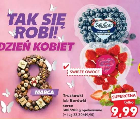 Truskawki lub borówki serce opakowanie