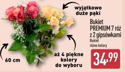 Bukiet PREMIUM 7 róż z gipsówkami różne kolory wyjątkowo duże pąki