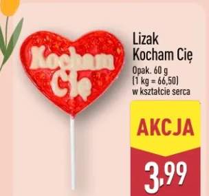 Lizak Kocham Cię w kształcie serca