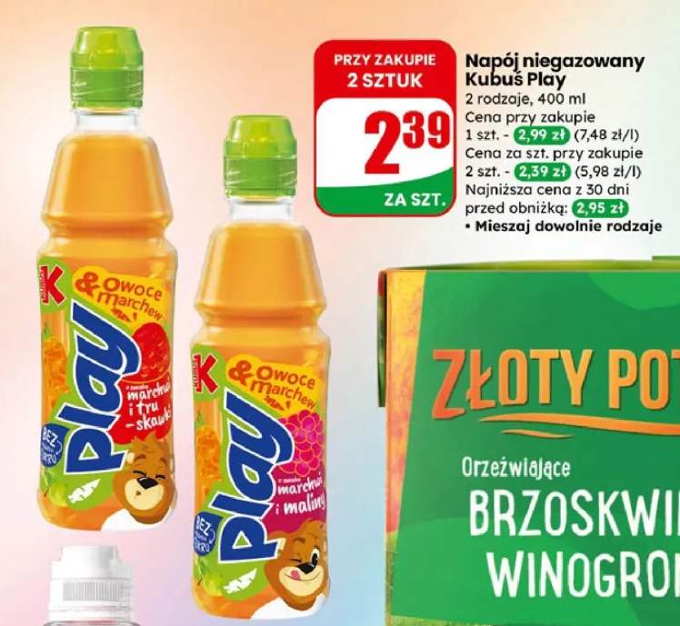 Napój niegazowany Kubuś Play 2 rodzaje