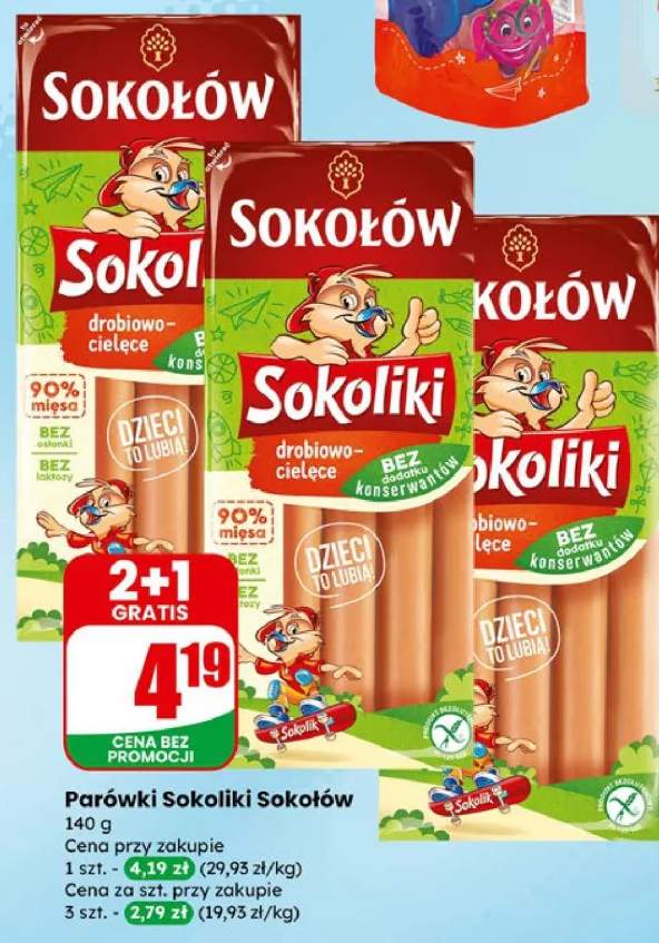 Parówki Sokoliki drobiowo-cielęce