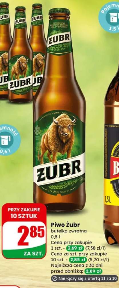 Piwo Żubr butelka zwrotna