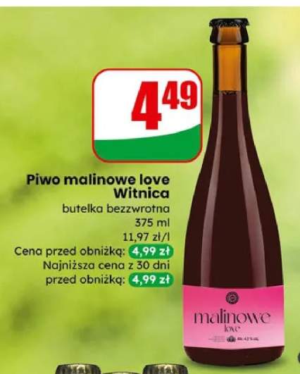 Piwo malinowe love Witnica butelka bezzwrotna