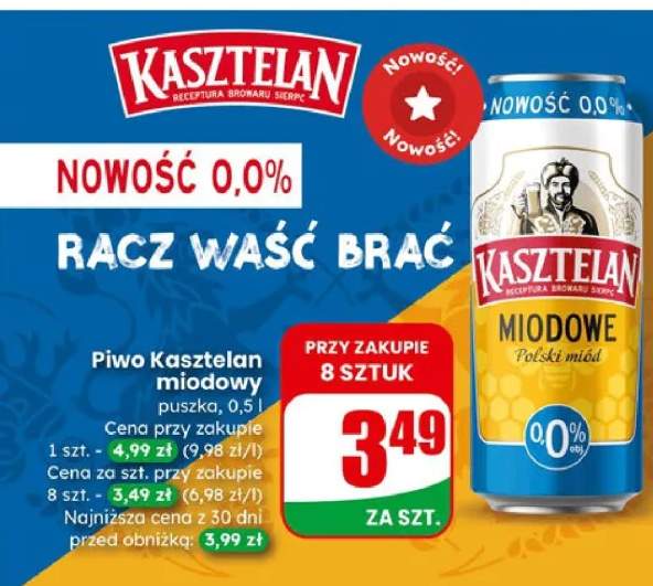 Piwo Kasztelan miodowy puszka
