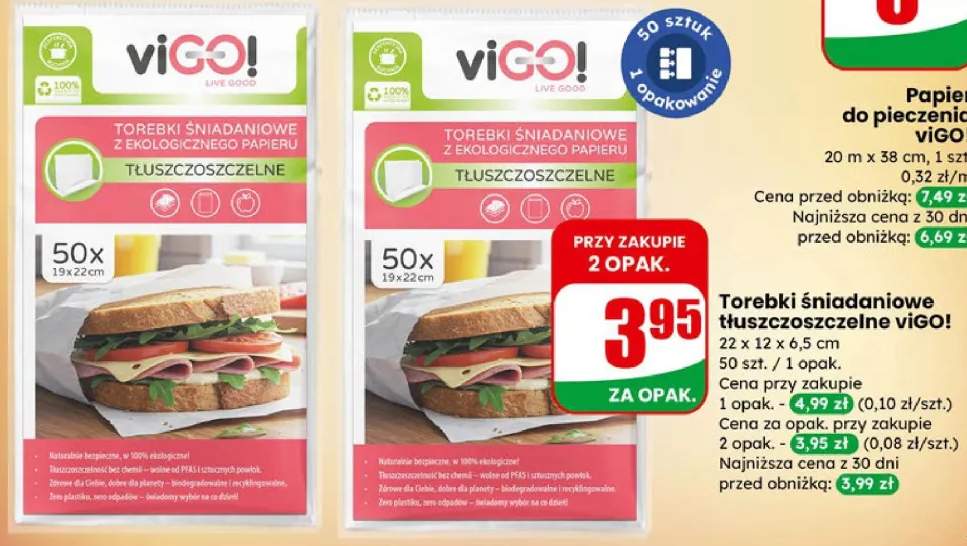 Torebki śniadaniowe tłuszczoszczelne z ekologicznego papieru