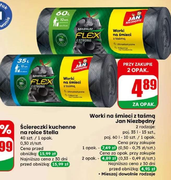 Worki na śmieci z taśmą poj. 35 l