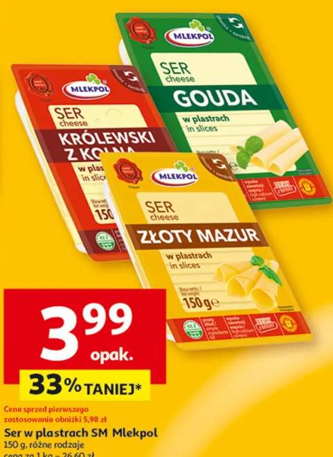 Ser w plastrach Gouda, Królewski z kozim, Złoty Mazur