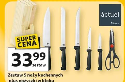 Zestaw 5 noży kuchennych plus nożyczki w bloku